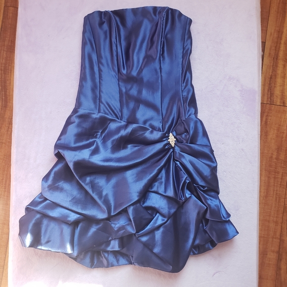 Jessica McClintock Gunne Sax 00s Blue strapless party dress sz 3 new years - Picture 9 of 13